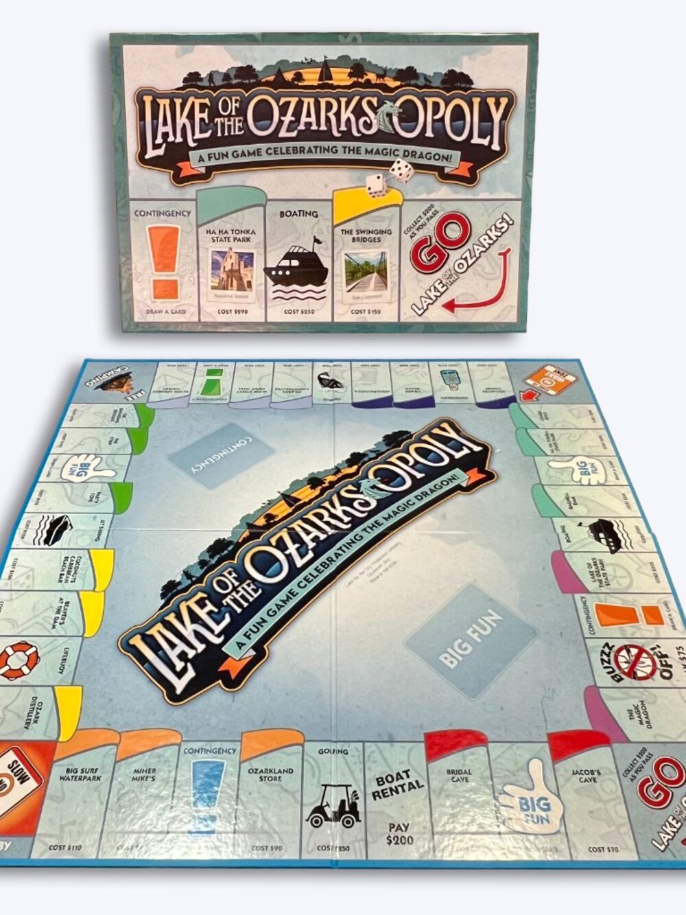 Lake Of The Ozarks-Opoly Board Game Monopoly LOZ Bagnell Dam Boating Fishing USA